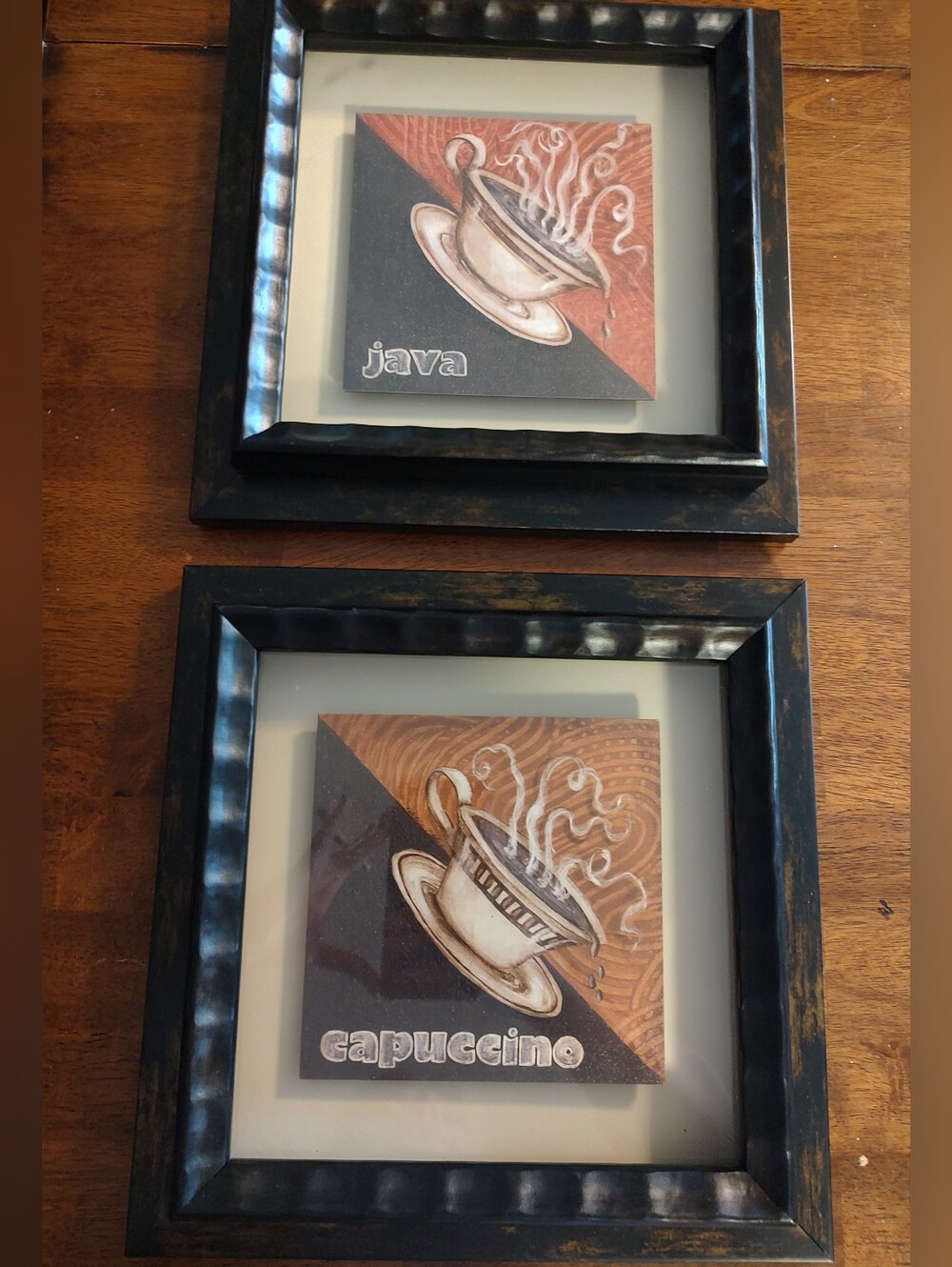 Java & Cappuccino Framed Coffee Wall Art - Set of 2 - Brown/Black
